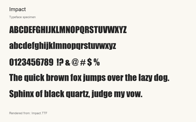 Typeface specimen rendered from the distributed font