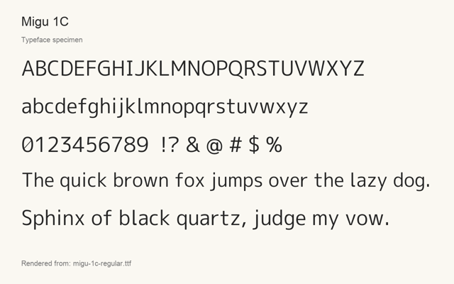 Typeface specimen rendered from the distributed font