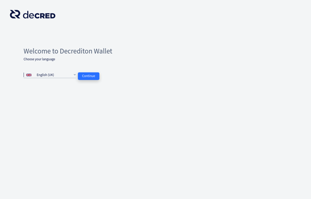 Welcome and language selection screen from the official setup guide.
