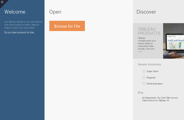 Official guide preview of the Reader start page and file-opening controls.
