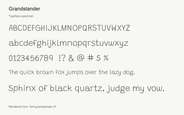 Typeface specimen rendered from the distributed font
