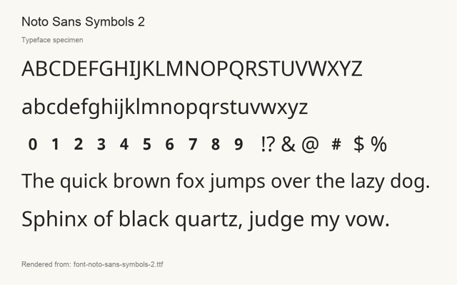 Typeface specimen rendered from the distributed font