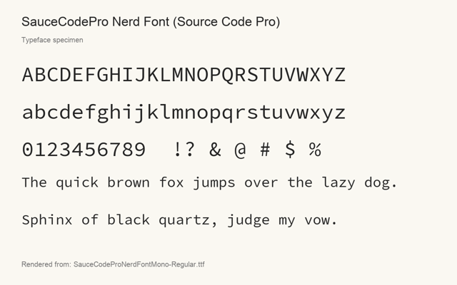 Typeface specimen rendered from the distributed font