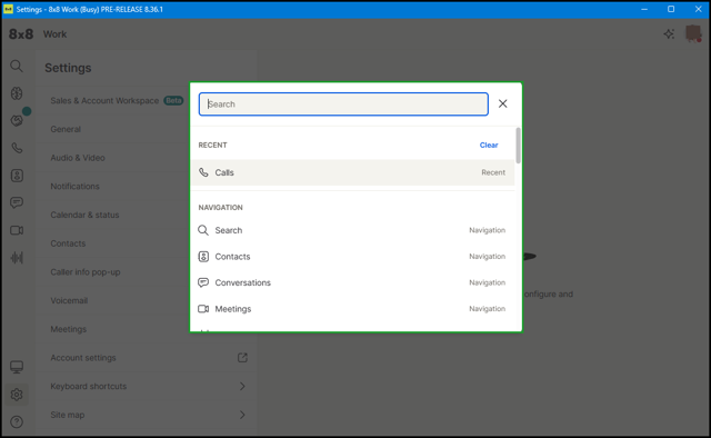 Official guide screenshot of the command palette in a Windows prerelease build.