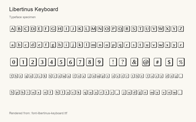 Typeface specimen rendered from the distributed font