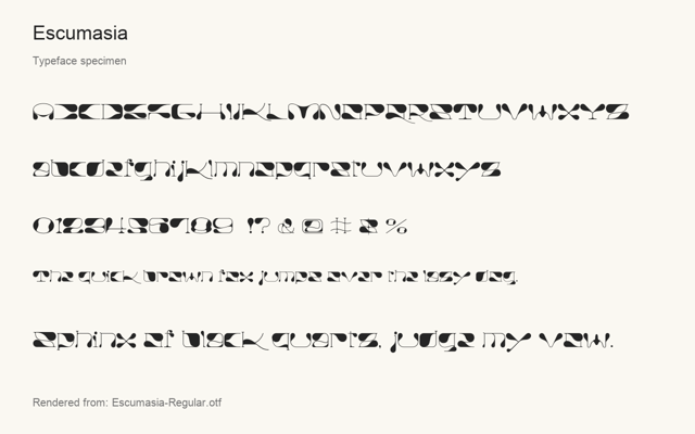 配布フォントファイルから描画した書体見本