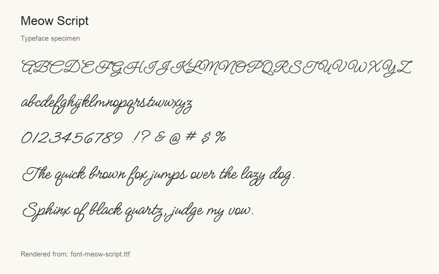 Typeface specimen rendered from the distributed font