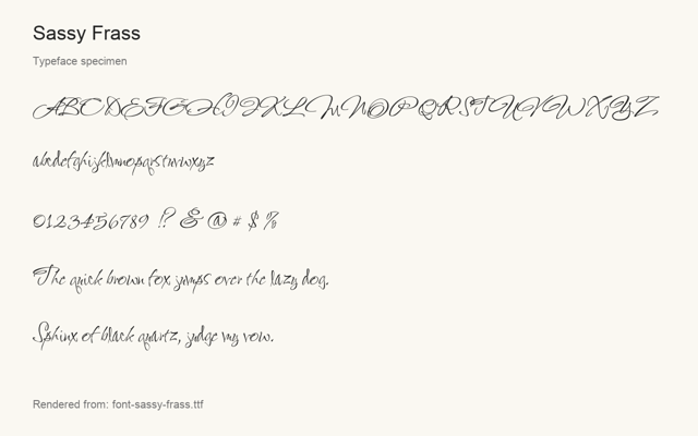 Typeface specimen rendered from the distributed font