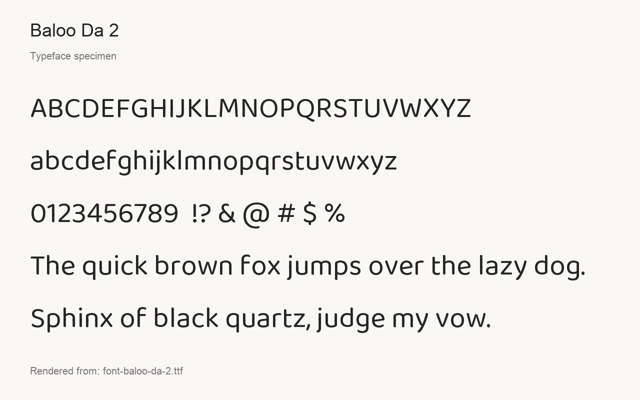Typeface specimen rendered from the distributed font