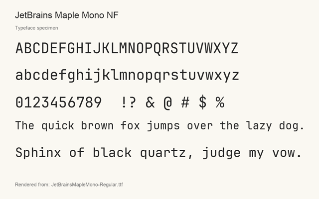 Typeface specimen rendered from the distributed font