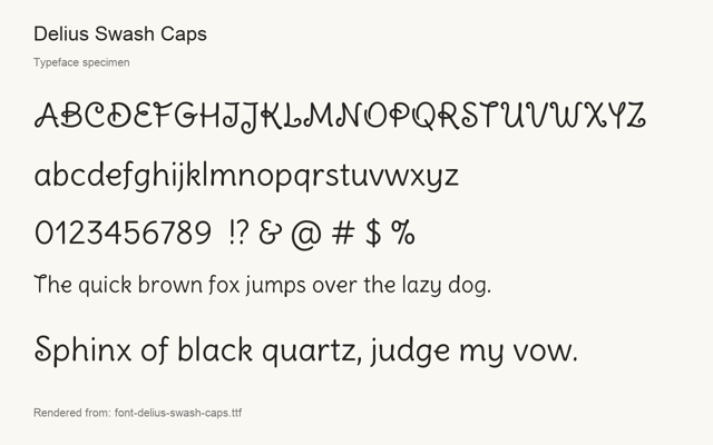 Typeface specimen rendered from the distributed font