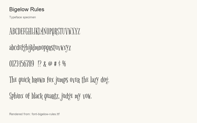 Typeface specimen rendered from the distributed font