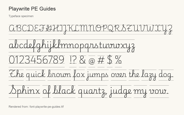 Typeface specimen rendered from the distributed font