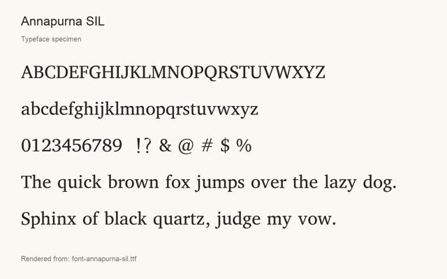 Typeface specimen rendered from the distributed font