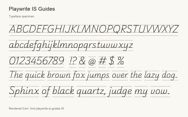 Typeface specimen rendered from the distributed font