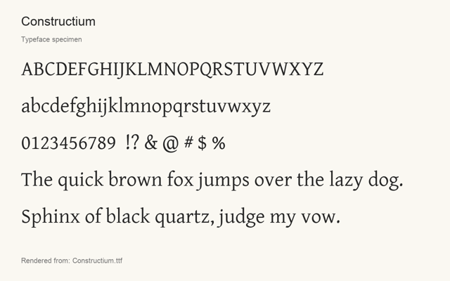 Typeface specimen rendered from the distributed font