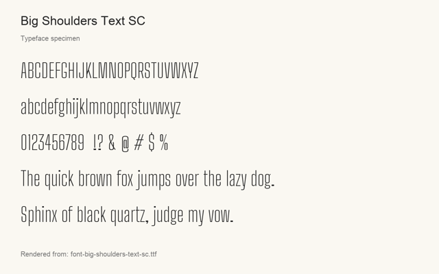 Typeface specimen rendered from the distributed font