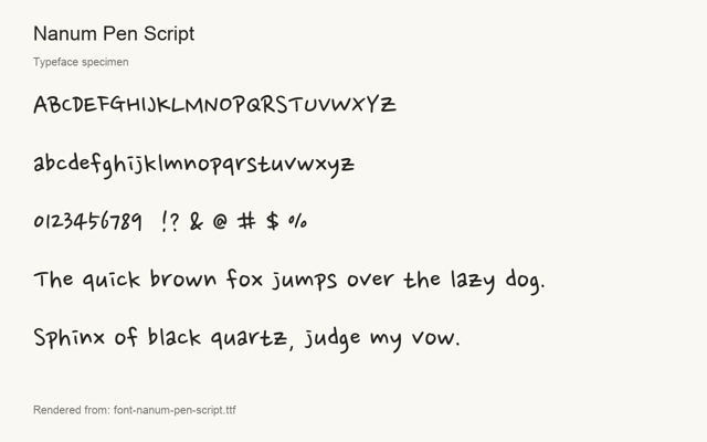 Typeface specimen rendered from the distributed font