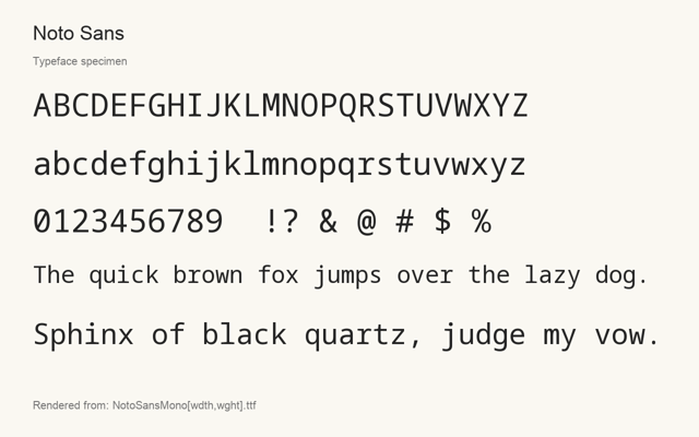 Typeface specimen rendered from the distributed font