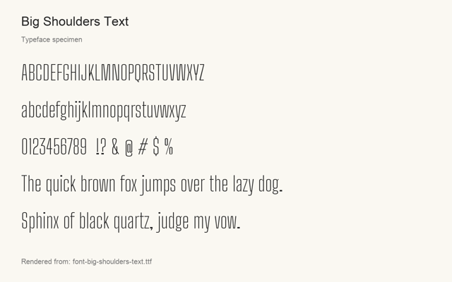 Typeface specimen rendered from the distributed font