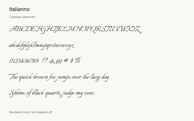 Typeface specimen rendered from the distributed font