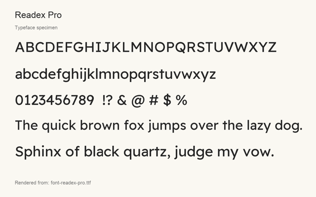 Typeface specimen rendered from the distributed font