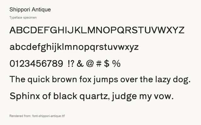 Typeface specimen rendered from the distributed font