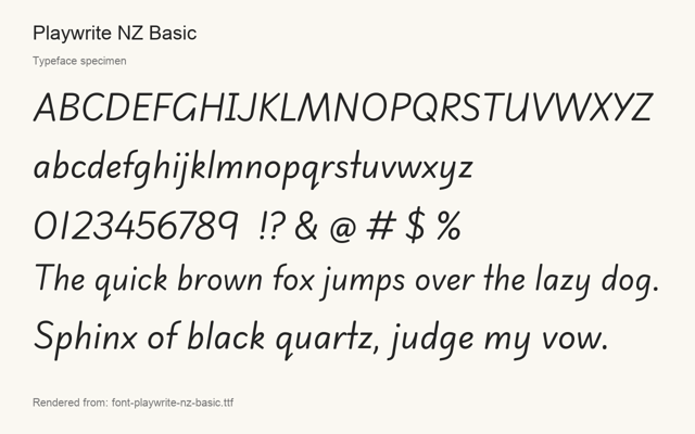 Typeface specimen rendered from the distributed font