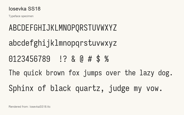 Typeface specimen rendered from the distributed font
