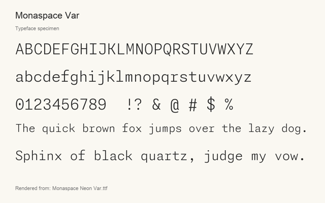 Typeface specimen rendered from the distributed font