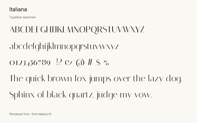 Typeface specimen rendered from the distributed font