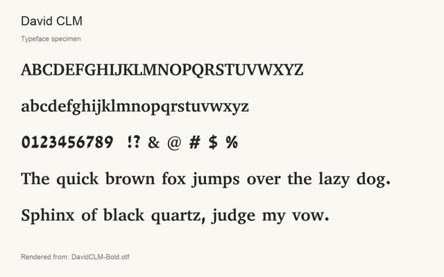Typeface specimen rendered from the distributed font