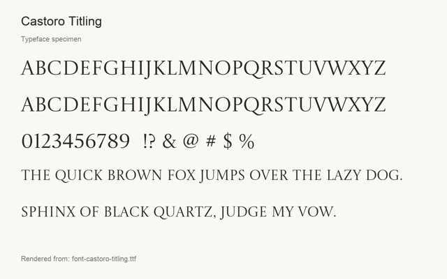 Typeface specimen rendered from the distributed font