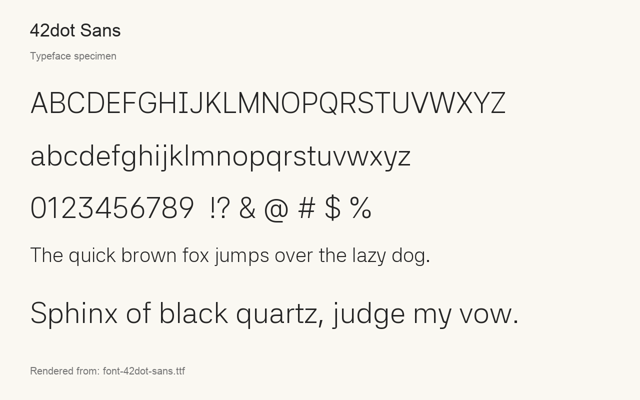 Typeface specimen rendered from the distributed font