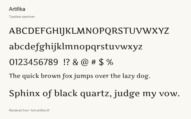 Typeface specimen rendered from the distributed font