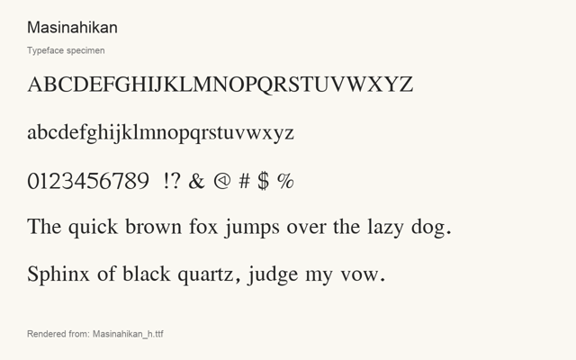 Typeface specimen rendered from the distributed font