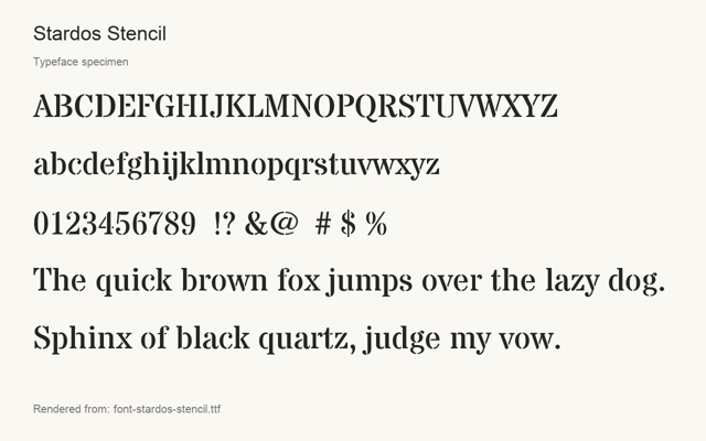 Typeface specimen rendered from the distributed font