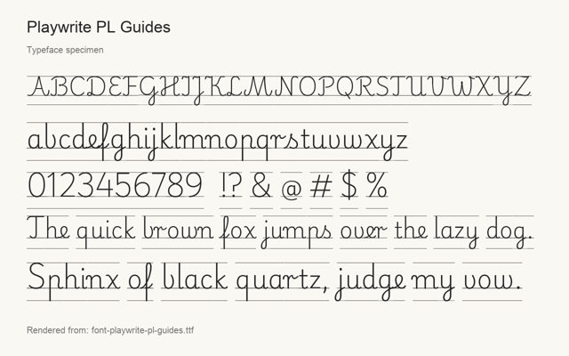 Typeface specimen rendered from the distributed font