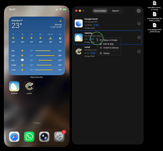 Official application interface