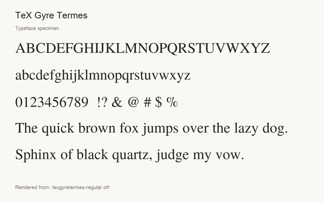 Typeface specimen rendered from the distributed font