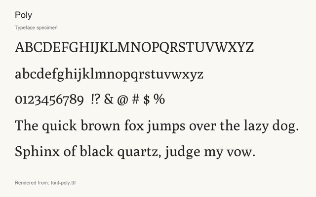 Typeface specimen rendered from the distributed font