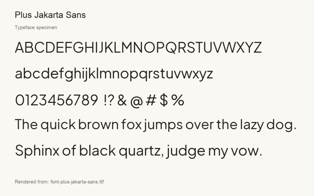 Typeface specimen rendered from the distributed font