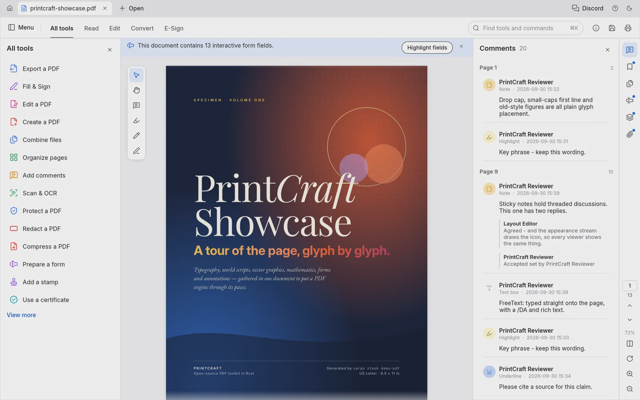 Visor PDF con herramientas y comentarios en hilos