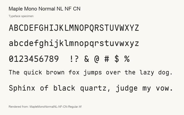 Typeface specimen rendered from the distributed font