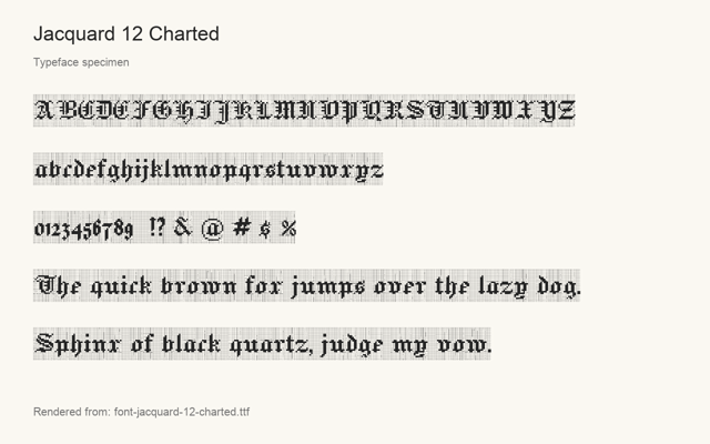 Typeface specimen rendered from the distributed font