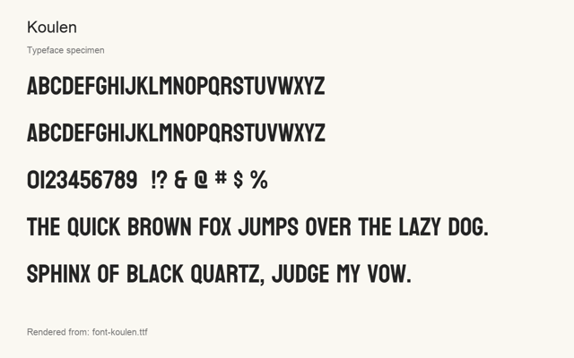 Typeface specimen rendered from the distributed font