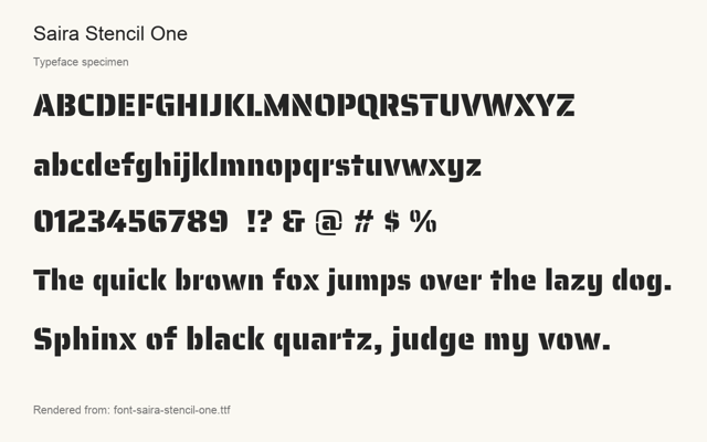 Typeface specimen rendered from the distributed font