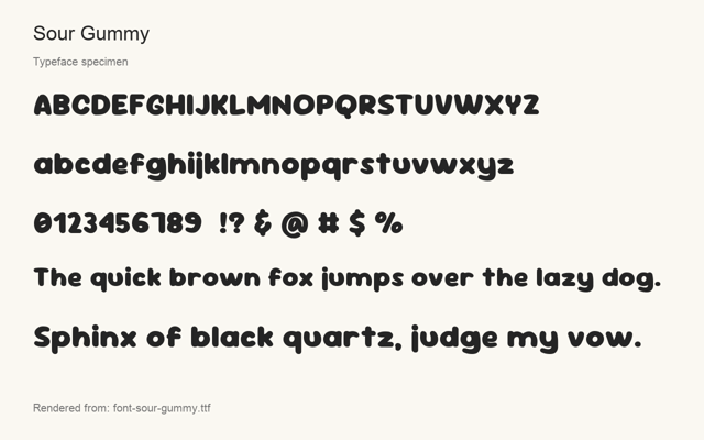 Typeface specimen rendered from the distributed font