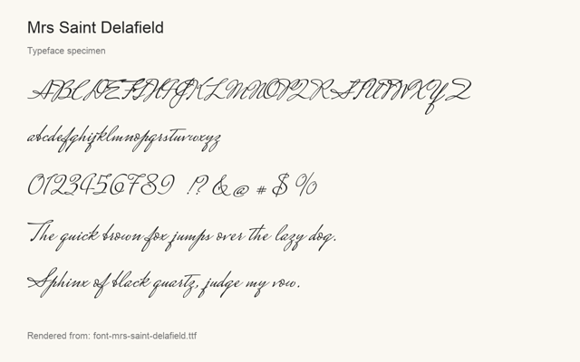 Typeface specimen rendered from the distributed font