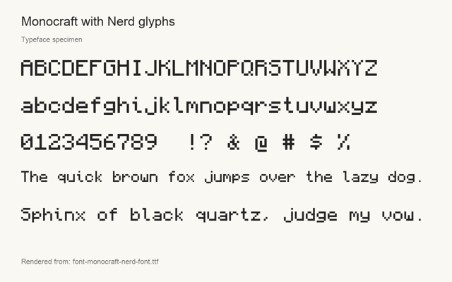 Typeface specimen rendered from the distributed font